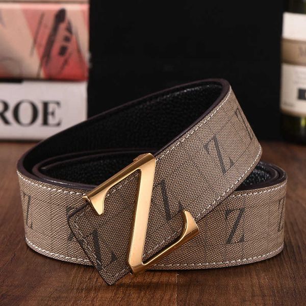 Cinturón de cuero para hombre, letra Z, hebilla suave, cinturón informal de negocios, marca de diseñador, pantalones vaqueros juveniles