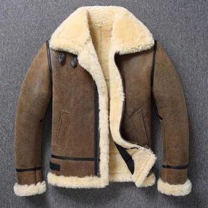 Hommes s cuir faux 100 veste de mouton naturel manteau hiver