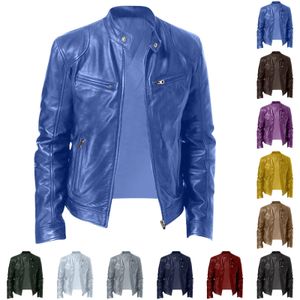 Veste en cuir simili cuir pour hommes, 12 couleurs, col montant pour jeunes, punk moto 231020