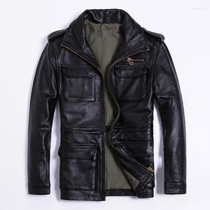 Chaqueta larga M65 de piel sintética para hombre, abrigo de Safari ruso de invierno, de talla grande XXXXXL, piel de vaca gruesa auténtica, 2022