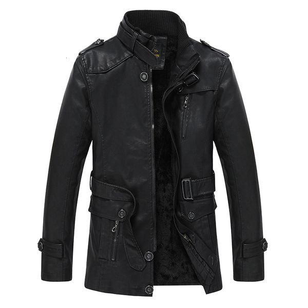 Cuir pour hommes Faux 2023 Hommes Hiver Polaire Chaud Col Montant Pu Veste Moteur Extérieur Coupe-Vent Casual Mâle Plus Taille 4XL 230912