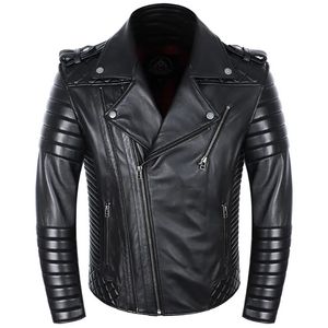 Hommes en cuir Faux 2024 noir véritable peau de mouton véritable printemps automne Perfecto moto veste mince costume motard mâle manteau 231005