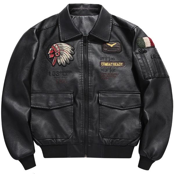 Hombres s cuero imitación otoño invierno hombres chaqueta de motocicleta solapa vintage bordado locomotora chaquetas pu biker abrigo streetwear masculino 231027