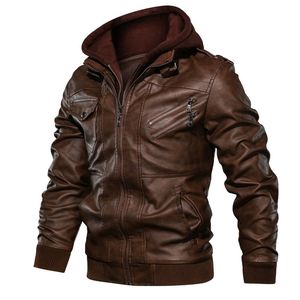 Veste de moto en simili cuir pour hommes automne hiver PU à capuche chaud Baseball taille européenne manteau 230922