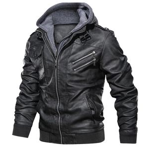 Veste en cuir de motard en similicuir pour hommes manteau en cuir synthétique à capuchon chaud pour l'automne et l'hiver 220912