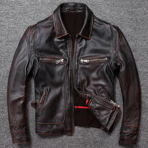 Herren-Lederimitat, klassischer Herren-Rindsledermantel, natürliche echte Jacke, Vintage-Stil, echte Kleidung, Kalbsleder, 231031