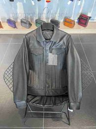 Diseñador de imitación de cuero para hombre Diseñador de lujo para hombre chaqueta de cuero negro textura de grano de alta calidad motocicleta de un solo pecho chaquetas de hombre con estilo 2ES1