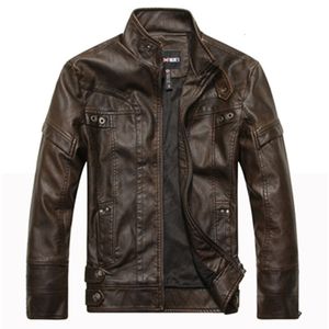 Leerleer Faux Fashion Men Coat Jacked Jack Jack Real Winter S Motorfiets Zipperstandaard echt Black Coffe Brown 5xl 230324