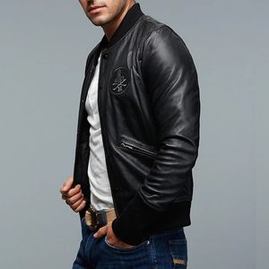 Heren Leer Faux Echt Vlucht Luchtvaart Bomber Mannen Casual Zwart Echt Jasje Schapenvacht Motorfiets Streetwear 231020