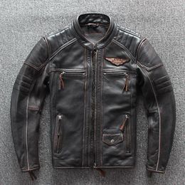 Hommes en cuir Faux véritable veste hommes de luxe Bomber Moto Biker mode Vintage dur à cuire Top Gun peau de vache manteaux hommes vente