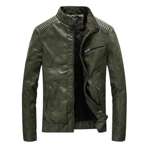 Veste en cuir Faux vert pour hommes, manteau de moto en velours fin rembourré, vêtements d'extérieur décontractés, grande taille 3XL5XL, pardessus ample 230912