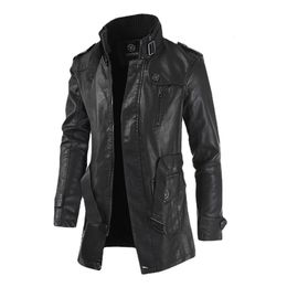 Men's Leather Faux High Quality Jacket Street Windbreaker Coat Clothing Thick Fleece Casual PU 221124