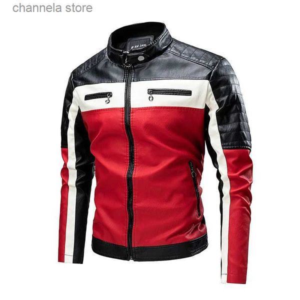 Cuero de los hombres Cuero de imitación 2023 Hombres Otoño Chaqueta Bomber Biker Cremallera Motocicleta Abrigo de piel sintética Hombre Fleece Piloto Vintage Negro Rojo Marrón PU Chaqueta de cuero T231011