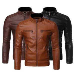 Heren Leer Kunstleer 2023 Nieuwe Herfst Mannen Causale Vintage Leren Jas Jas Mannen Lente Outfit Ontwerp Motor Biker Pocket pu Leren Jas Heren M-4Xl 240330