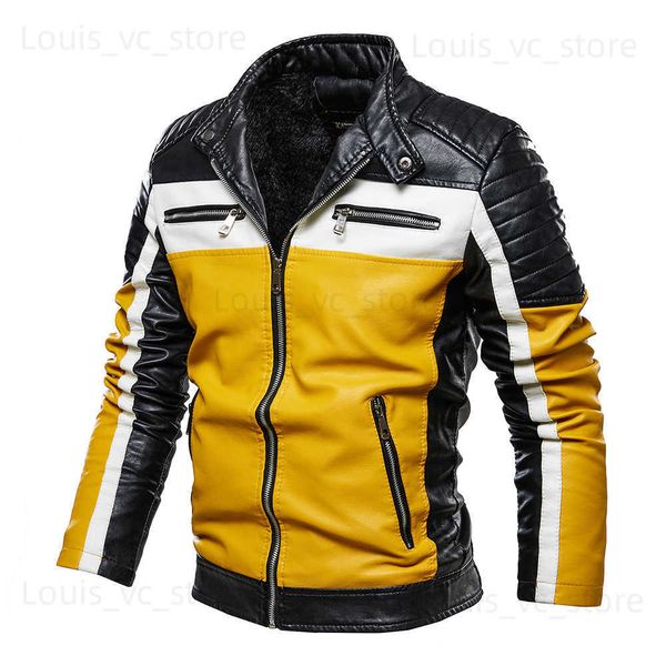 Men's Leather Faux Leather 2023 Hiver Haute Qualité Hommes Moto Veste En Cuir Hommes Mode Casual Biker Veste Manteau Mâle Col Montant Chaud Pu Outwear T230919