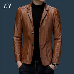 Hommes en cuir simili cuir robe costume manteau hommes vestes revers affaires en cuir vestes hommes Pu Blazers style coréen mince mode cuir manteau Streetwear 230225