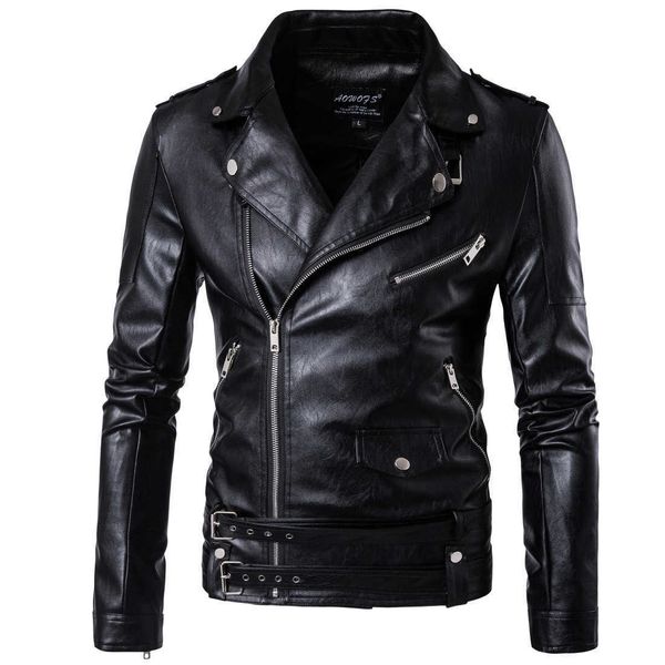 Cuir pour hommes Faux cuir Jaket mode Punk cuir pour hommes Carrie cuir motard en cuir Slim-fit Harley veste en cuir D101 T240315