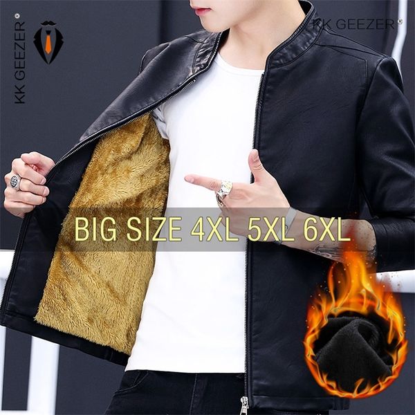 Veste en cuir simili cuir pour hommes hommes Bomber moto vestes 5XL 6XL grande taille hiver rétro polaire PU manteaux flanelle chaud confort de haute qualité 220912