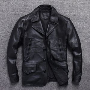 Men's Leather Faux Leather Long Jacket Men Genuine Leather Wind Coat Classic Black Plus Size Cowhide Jacket Casual Leather Cloth 231027