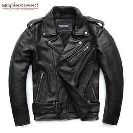 Lederen lederen lederen maplesteed klassieke motorjacks voor heren mannen leren jas 100% natuurlijke koehide dikke moto jas winterhuls 61-67cm 6xl m192 220826