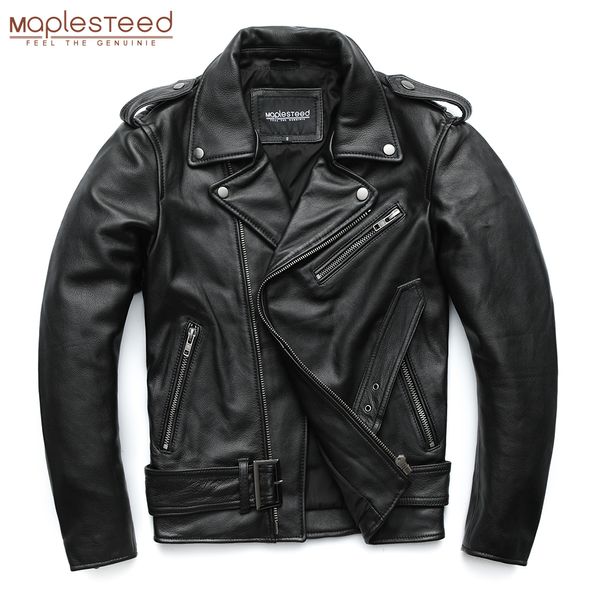 Vestes de moto classiques en simili cuir pour hommes MAPLESTEED veste en cuir pour hommes 100% cuir de vachette naturel épais veste de moto manches d'hiver 61-67cm 6XL M192 230207