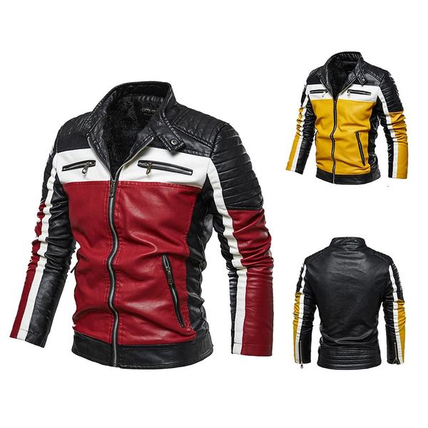 Hommes en cuir Faux cuir hommes automne marque décontracté moteur en détresse veste en cuir manteau hommes hiver lumineux veste polaire Faux cuir vestes hommes 231018