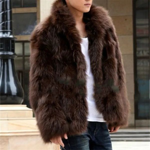 Men's Leather Faux cuir hommes fausse fourrure manteau mode coréenne mince vêtements hiver marron moelleux chaud manteau grande taille Xxxl 4xl décontracté mâle haut thermique veste 231007