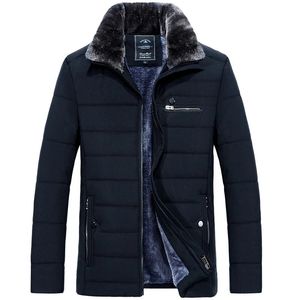 Veste chaude en simili cuir pour homme, Parka d'hiver avec col en fourrure, coupe-vent, coton rembourré, Anorak épais noir, manteau décontracté, veste polaire d'automne pour homme 231122