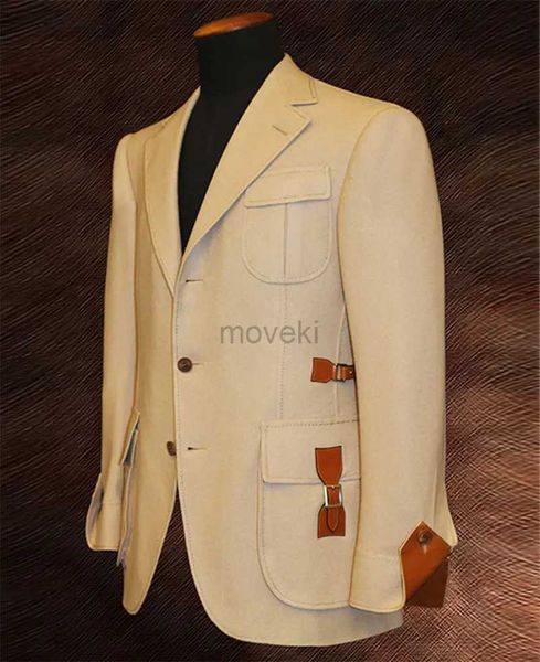 Veste en cuir pour hommes en simili cuir pour hommes poche à revers Design boucle veste de costume à trois boutons en plein air de haute qualité affaires décontractée veste pour hommes M-4XL 240330