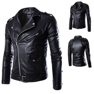 Leerleer Faux Leather Motorcycle Slim Leather Jacket Heren Lederen jas Britse mode heren pu lederen jas 230313