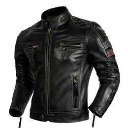 Heren leer Kunstleer Beschermende ruiterkleding Natuurlijke koe lederen jas Heren Motor Biker Jas Heren Motorjas Echt leer S-XL 230215