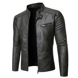 Heren Leather Faux Leather Pu Casual Leather Jacket Men Spring Herfst Coat Motorfiets Biker Slim Fit Outwear Male Black Blue Clothing Plus Size S-3XL 220912