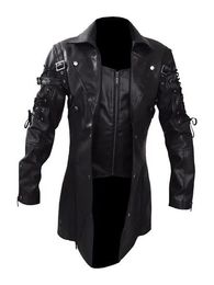 Veste en cuir pour hommes, simili cuir Steampunk, Trench-Coat gothique pour hommes, veste en cuir Style Punk Biker Jacke automne hiver veste de moto 231019
