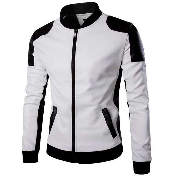 Cuir pour hommes Faux cuir Top qualité mode hommes vestes et manteaux en cuir blanc Pu Match couleur pardessus M5XL AYG94 220927