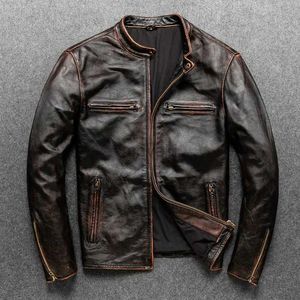 Vestes de moto classiques vintage en simili cuir pour hommes veste en cuir pour hommes 100% peau de veau naturelle veste de moto épaisse hiver livraison gratuite 240330