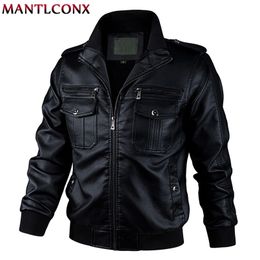 Men's Leather Faux MANTLCONX Autumn Spring Motorcycle Jacket Men Windbreaker Fashion PU Jackets Male Outwear Warm 5XL 6XL 220905
