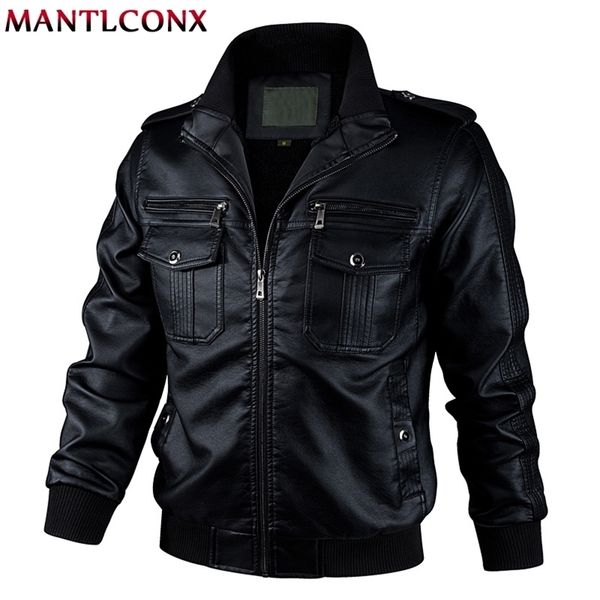 Chaqueta de piel sintética MANTLCONX para hombre, chaqueta de moto para otoño y primavera, cazadora para hombre, chaquetas de PU a la moda, prendas de vestir para hombre, cálidas 5XL 6XL 220905