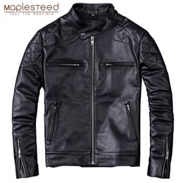 Cuero para hombres Faux Maplesteed 100% chaqueta de piel de becerro natural para hombres Chaquetas de motocicleta Moto Biker Ropa Hombre Abrigo Invierno 5XL M011 220905