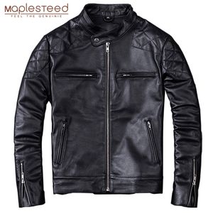 Cuir pour hommes Faux MAPLESTEED 100% veste en peau de veau naturelle pour hommes vestes de moto Moto Biker vêtements homme manteau hiver 5XL M011 220907
