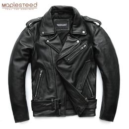 Vestes de moto classiques en simili cuir pour hommes MAPLESTEED veste pour hommes 100 peau de vache naturelle épaisse moto manches d'hiver 61 69 cm 8XL M192 231031