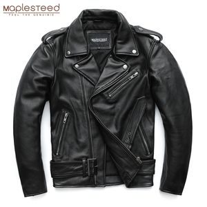 Herenleer Faux Maplesteed Classic Motorcycle Jackets Men 100% Natural Cowhide Dikke Moto Winter Sleeve 6167cm 6xl M192 220905