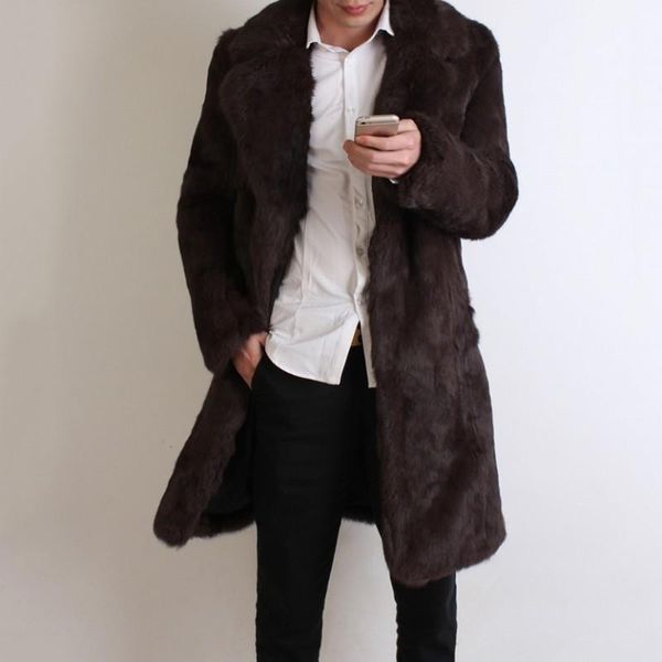 Cuir pour hommes Faux Hommes De Luxe Véritable Vestes De Fourrure 2023 Hiver Chaud Slim Fit Long Véritable Trench Naturel Manteaux Coupe-Vent De Haute Qualité