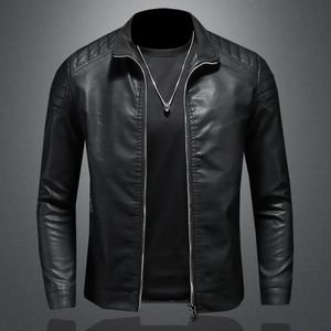 Hommes en cuir Faux hommes col montant Jacke veste de moto en cuir hommes bomber manteau tendance de la mode vêtements d'hiver personnalisés 231012