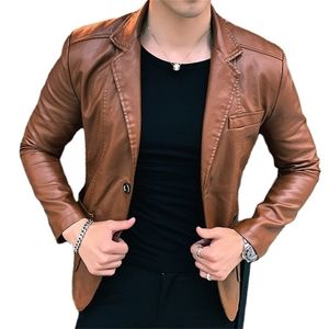 Hommes en cuir Faux hommes Blazer veste vestes hiver et automne Style coréen mince tendance Pu 221007