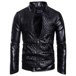 Hommes en cuir Faux hommes veste printemps automne hommes diamant conception col montant fermeture éclair mâle décontracté mode Streetwear manteaux 231005