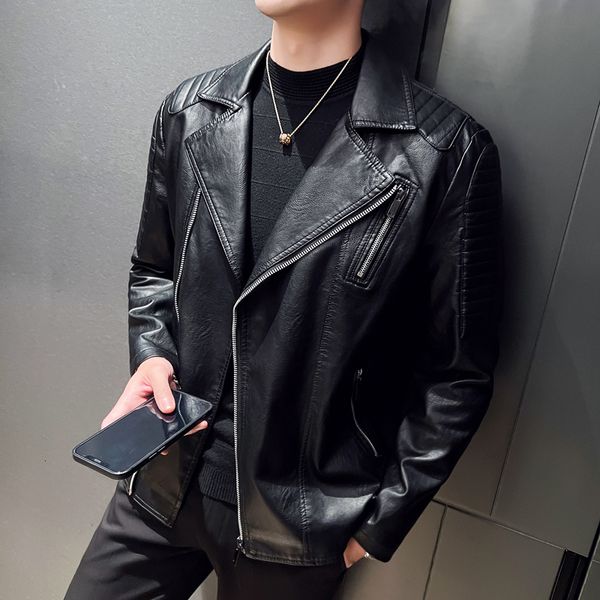 Veste de pilote de moto en Faux cuir pour hommes, marque de mode de styliste Punk vent, fermeture éclair Oblique, manteau Design 2023, 230912