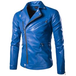 Herenleer Faux Motorfiets PU Persoonlijkheid Zipper Jacket Fashion Heren Cycling Jackets Plus Maat Solid Color Coat 5xL-M 220912