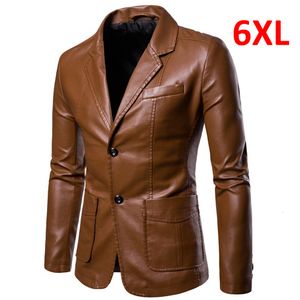 Hommes en cuir Faux grande taille 5XL 6XL veste en polyuréthane hommes couleur unie manteau décontracté moto Biker vestes mâle grand 230922