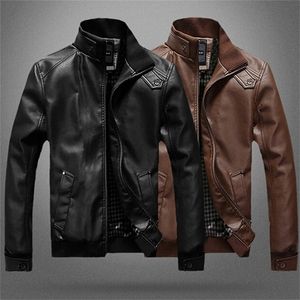 Lederen faux pu jas voor heren voor heren herfst lente fitness mode mannelijk stand kraagjas motorfiets casual slanke jassen 221006