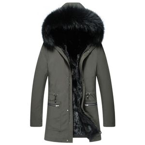 Leerleer Faux Real Fur Coat Men Natural Parka Winterjas kleding 2023 Mens Luxe Warm Jacktes Plus Size SW21 YY833